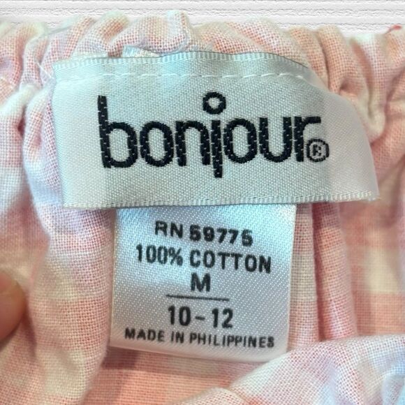 Vintage Bonjour Girls Peasant Top Red Gingham Eyelet Lace Y2K Cottagecore 10/12 - Picture 3 of 8